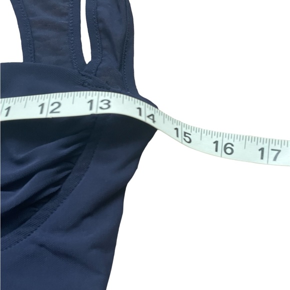 NWT SHEIN Tie Back Ruched Bustier Navy Blue Cropped Tank Top (size S) - Picture 6 of 6